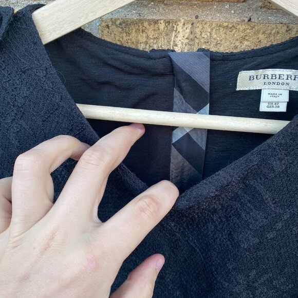 Burberry London Floral Zip Dress Black Mohair Pattern Size 8 - Picture 11 of 16